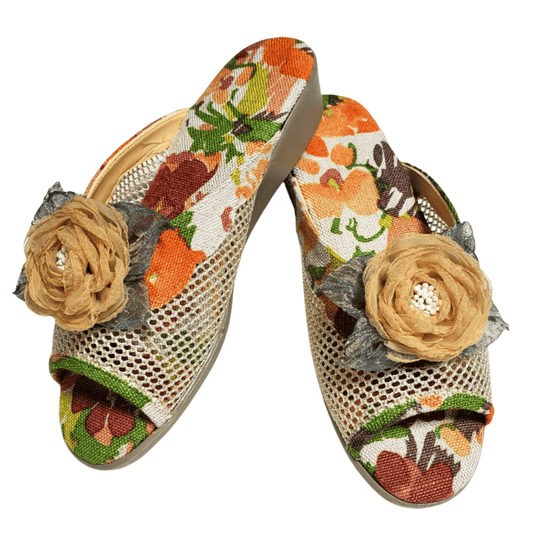 No1707 メッシュ花飾り 常夏 外履きサンダル